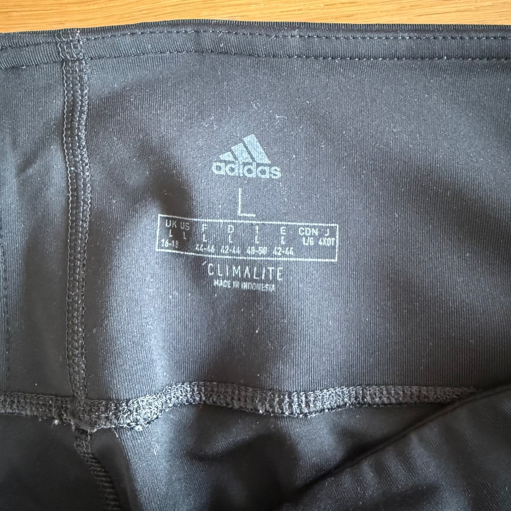 Adidas Women’s Pull On Classic Black+White Leggings Athletic Joggers size Large - Picture 7 of 7